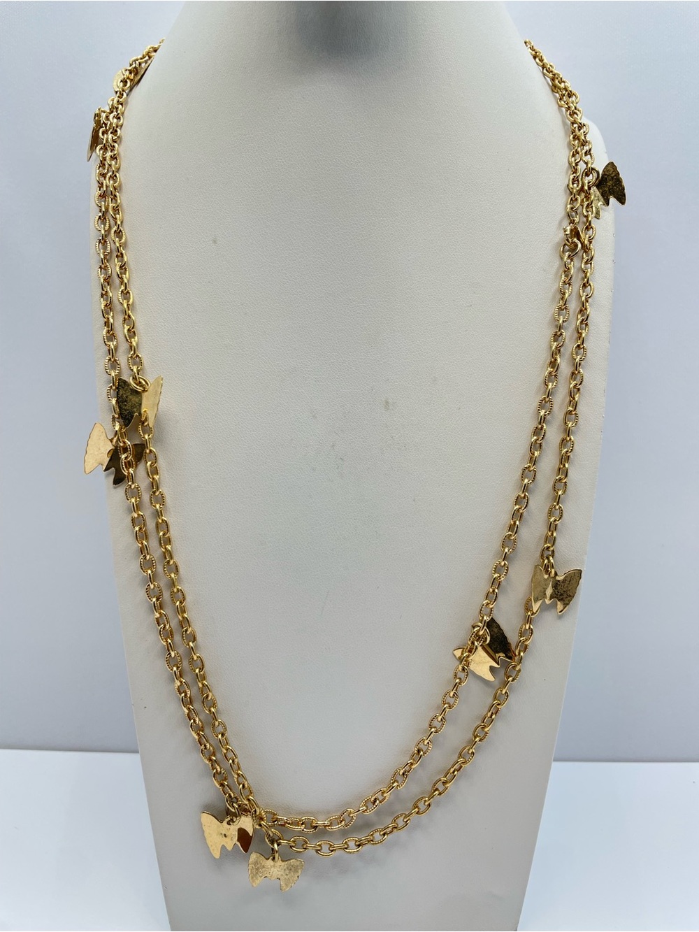 Vintage Sarah Coventry Butterfly Chain Necklace Gold Layered Boho Minimalist Set
